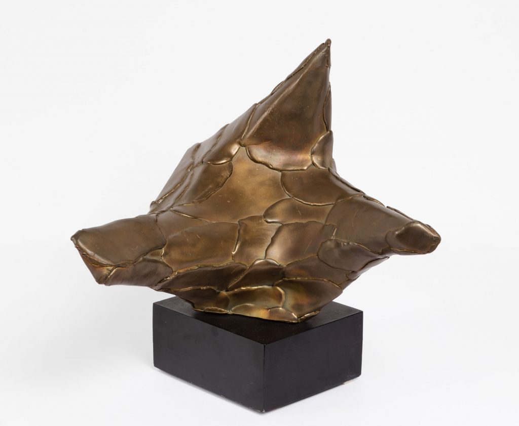 Sculpture-bronze, wax finish, mounted on wooden base